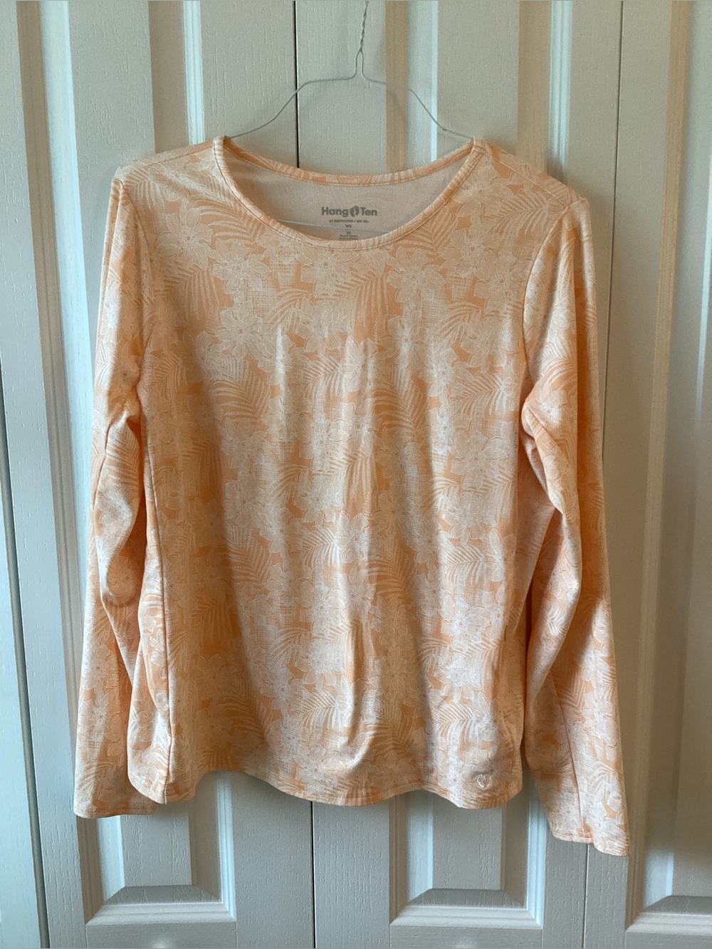 Hang Ten Womens Long Sleeves Printed Sun Protection Shirt Orange Size XL - IEC